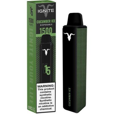 VAPER DESCARTAVEL IGNITE V15 5% CUCUMBER ICE 1500 PUFFS