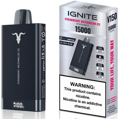 VAPER DESCARTAVEL IGNITE V150 BLACK WATERMELON ICE 15000 PUFFS VAPER DESCARTAVEL IGNITE V150 BLACK WATERMELON ICE 15000 PUFFS