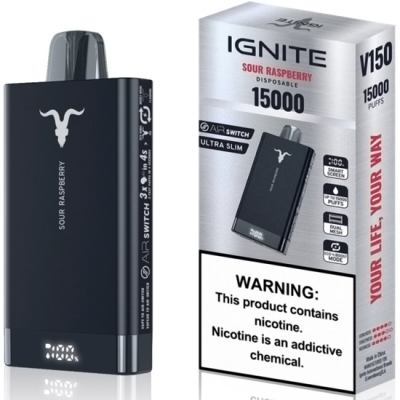 VAPER DESCARTAVEL IGNITE V150 BLACK SOUR RASPBERRY 15000 PUFFS VAPER DESCARTAVEL IGNITE V150 BLACK SOUR RASPBERRY 15000 PUFFS