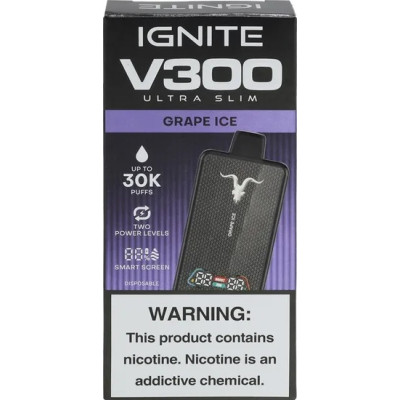 VAPER DESCARTAVEL IGNITE V300 ULTRA SLIM GRAPE ICE