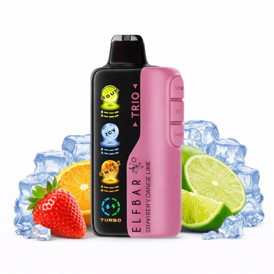 VAPER DESCARTABLE ELFBAR TRIO STRAWBERRY ORANGE LIME 40000 PUFFS