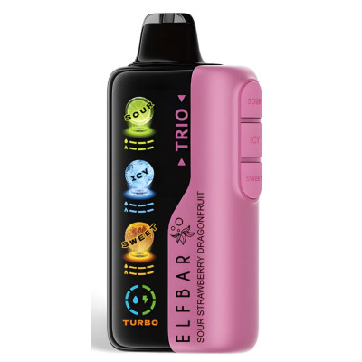 VAPER DESCARTABLE ELFBAR TRIO SOUR STRAWBERRY DRAGON 40000 PUFFS