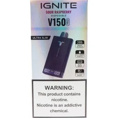 VAPER DESCART聽VEL IGNITE V150 PRO SOUR RASPBERRY 15000 PUFFS